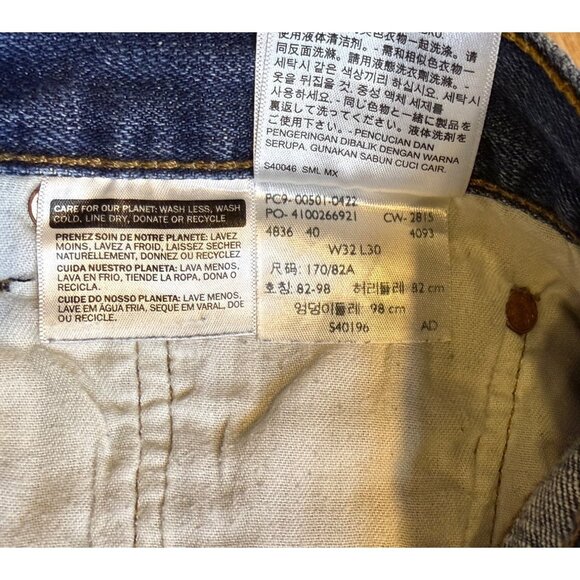 Levis 501 Mens Straight Fit Button-Fly Jeans 32x30 Blue Denim - Picture 3 of 9